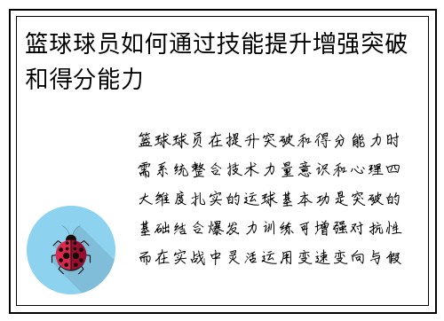篮球球员如何通过技能提升增强突破和得分能力